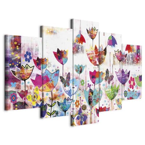 B&D XXL - Tableau Acoustique 100x50 cm 5 Parties - Décoration Murale Anti-Bruit Isolation Phonique Bureau Chambre Panneau Insonorisant Impression sur Toile - Abstrait 020101-171