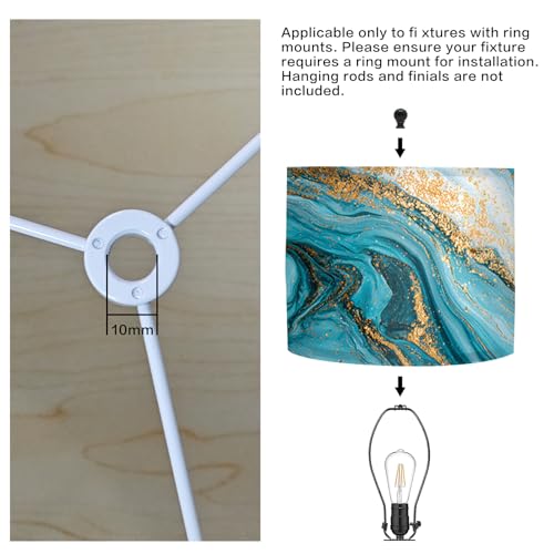 Image of Nuxovilar Lamp Shades Set of 2, 13 inch Top x 13 inch Bottom x 10 inch High (Spider) | Floor lamp shades blue marble gold accent pattern living room office luxe space covers (Marble)