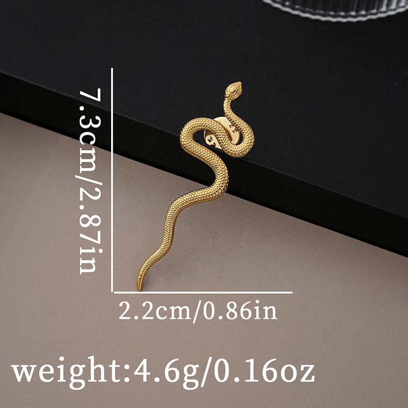 Image of Gothic Snake Brooch Pin - Thriller Animal Serpent Lapel Pin - Metal Punk Bending Creep Cobra Brooch for Women & Men - Suit & Coat Accessory