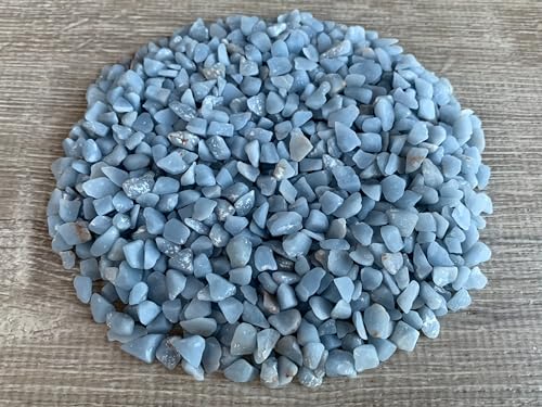 Angelite Chips – Natural Mini Angelite Stones, Crushed Undrilled Angelite, Semi-Tumbled Genuine Angelite (1/2 lb)