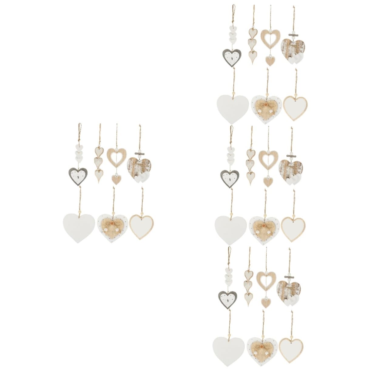 Ornement de coeur suspendu en bois pour décoration de table et grand sapin