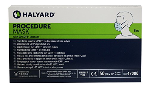 Halyard Procedure Medical Health Masks with So Soft Earloops Caja de 50 Azul