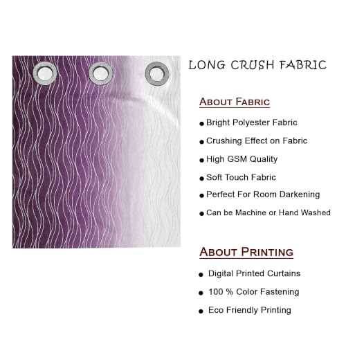 Image of Ultimate Trends Ombre Blackout Curtains for Bedroom Room Darkening Curtains for Living Room,Energy Saving,Thermal Insulated Grommet Window Drapes, Purple and Greyish White, 8 FEET,2 Panels