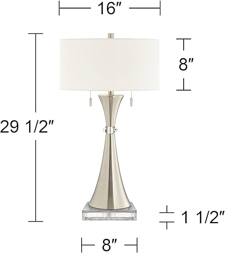 Miniatura 4 de 360 Lighting Rachel - Juego de 2 lámparas de mesa modernas de 29 1/2 pulgadas de alto con elevador cuadrado transparente, columna de metal cóncavo