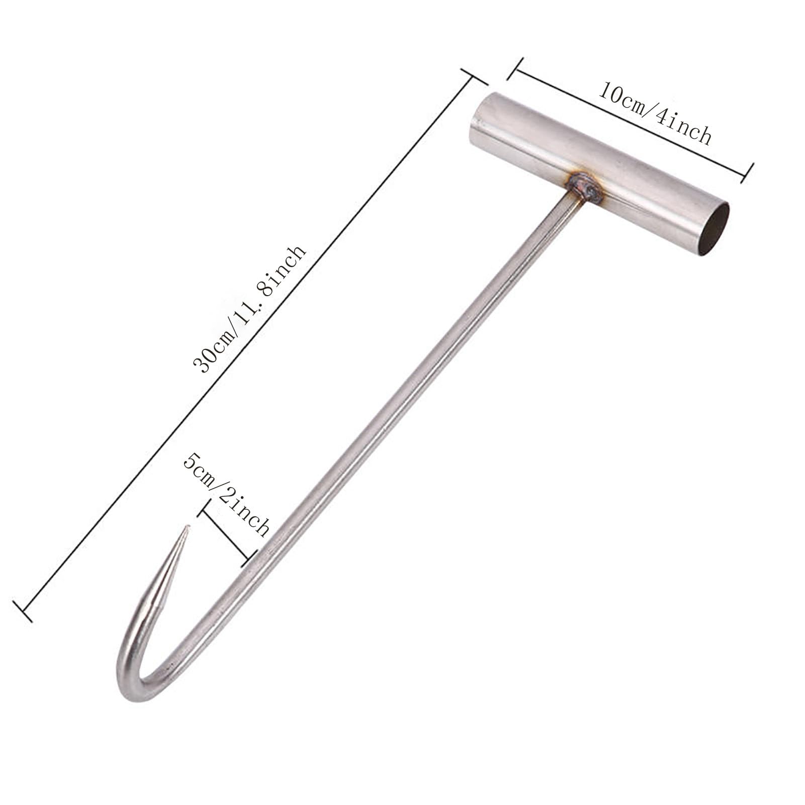 30 cm Schachtdeckelhaken, Edelstahl, T-Griff, Langer Zughaken, Abflussgitterheber for Garten, Straße, Zuhause, Rollladentüren (Durchmesser 8 mm)