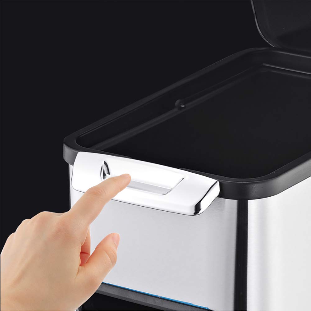Czujnik ruchu automatyczny kosz na śmieci inteligentny szczelny pojemnik na śmieci ze stali nierdzewnej recykling pojemnik wielofunkcyjny 3 w 1/2 w 1, 7 l pojemnik na śmieci bezdotykowy prostokątny z wewnętrzną beczką