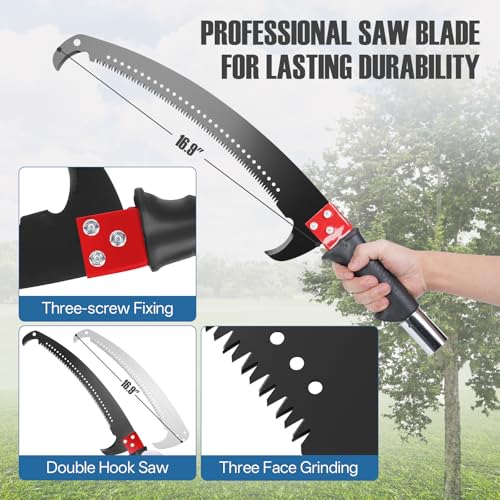 Image of Pole Saws for Tree Trimming, Manual Pole Saws, Tree Pruner Extendable for garden (30FT Fiberglass Handle With Scissor-Yellow)