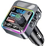 Gizmovine Trasmettitore FM Bluetooth per Auto,5.3 Adattatore Bluetooth Auto,Auto Rafforzamento del Basso,Caricatore Auto Accendisigari PD 36W QC 18W,Microfoni Riduzione del Rumore