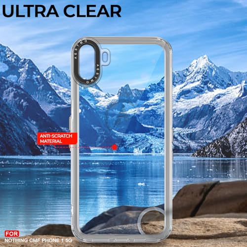 Image of AESTMO Back Cover Case for Nothing CMF Phone 1 | Electroplated Buttons | Stylish Camera Border | Crystal Clear Hard Back Cover Case (TPU & PC, Transparent Bumper)