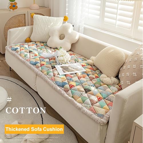 Housse de canapé matelassée en coton patchwork bohème antidérapante