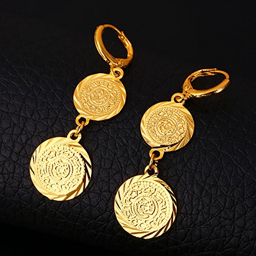 U7 Colar Allah para mulheres/homens, banhado a ouro 18K, quadrado, oval/moeda/coração/lua crescente,