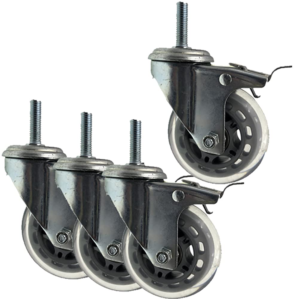 GYEQXKT 75mm Heavy-Duty Rubber Swivel Wheels with Brake M8/M10 Casters for 100kg Loads Set of 4 Furniture/Cart Wheels for Smooth Mobility and Stability