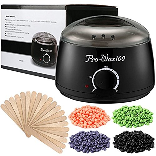 Wax Warmer, ESARORA Hair Removal Waxing Kit Electric Hot Wax Warmer With 4 Different Flavors Hard Wax Beans Wax Applicator Sticks 20 Pieces Perfect for Home Waxing Spa for Face Arm Armpits Legs Bikini