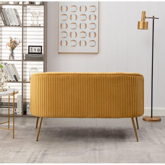 Image of 2-Seater,Loveseat Sofa Couch for Home and Living Room Bedroom & Office and Hallway Sofa (Yellow)