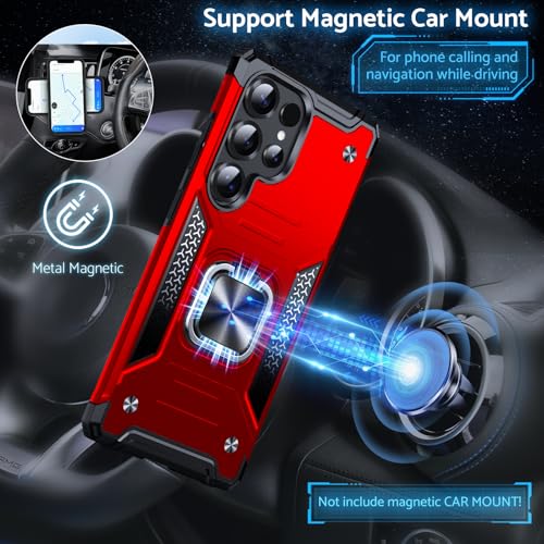 DASFOND Galaxy S25 Ultra Case, Military Grade Shockproof Protective Phone Case Cover with Enhanced Metal Ring Kickstand [Support Magnet Mount] Compatible with Samsung Galaxy S25 Ultra, Red by DASFOND - Image 4