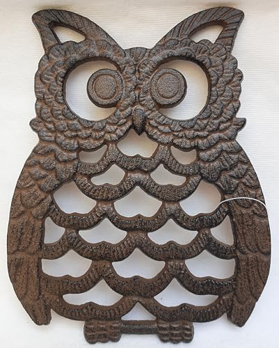 Dessous de plat en fonte en forme de hibou, design décoratif, marron dégradé