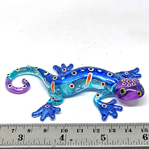Zoocraft Glass Gecko Figurine Blue Miniature Hand Blown Lampwork Animal Statue Decor #TOP6