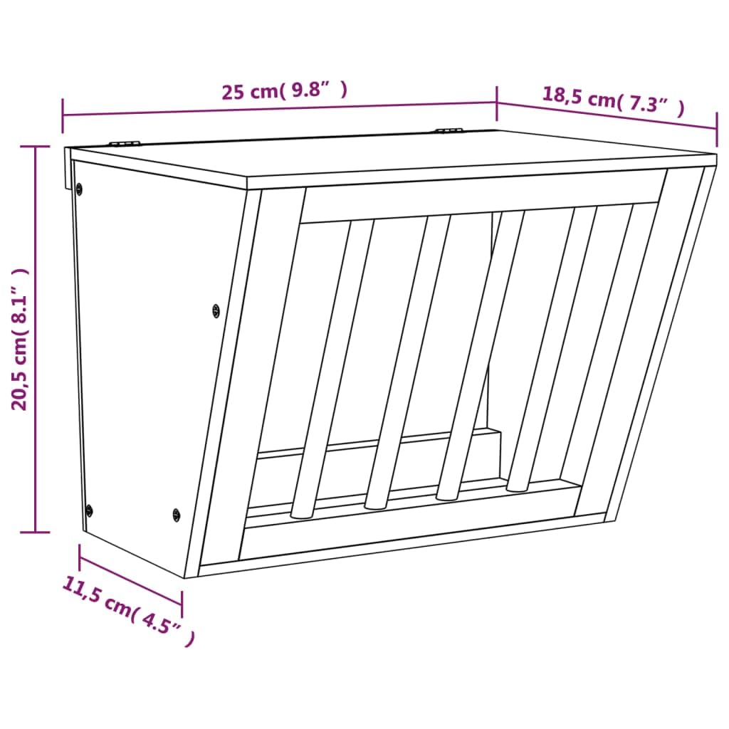 Mangloder - Heno para conejos de madera maciza de abeto, 25 x 18,5 x 20,5 cm, dispensador de heno para cobayas, comedero para comer y beber, montaje en pared, capacidad de carga de 8 kg