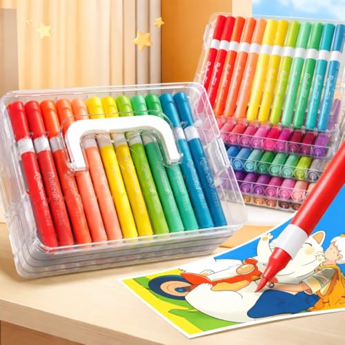 Image of SUPER TOY 24 Washable Acrylic Paint Pens Markers Soft Brush Tip for Drawing, Sketching, Calligraphy, Painting, Canvas, Glass, Plastic, Fabric & Creative Crafts