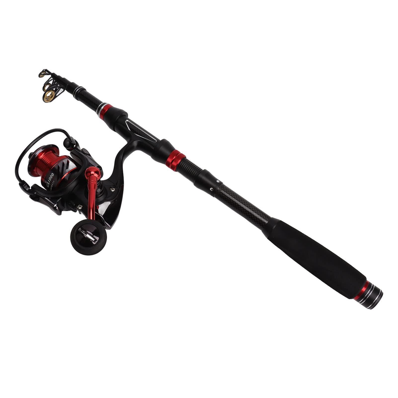 Set di canne da mare a sezione corta rosso nero Set di canne da pesca retrattili Set di esche da pesca Attrezzatura da pesca per adulti Acqua salata Acqua dolce
