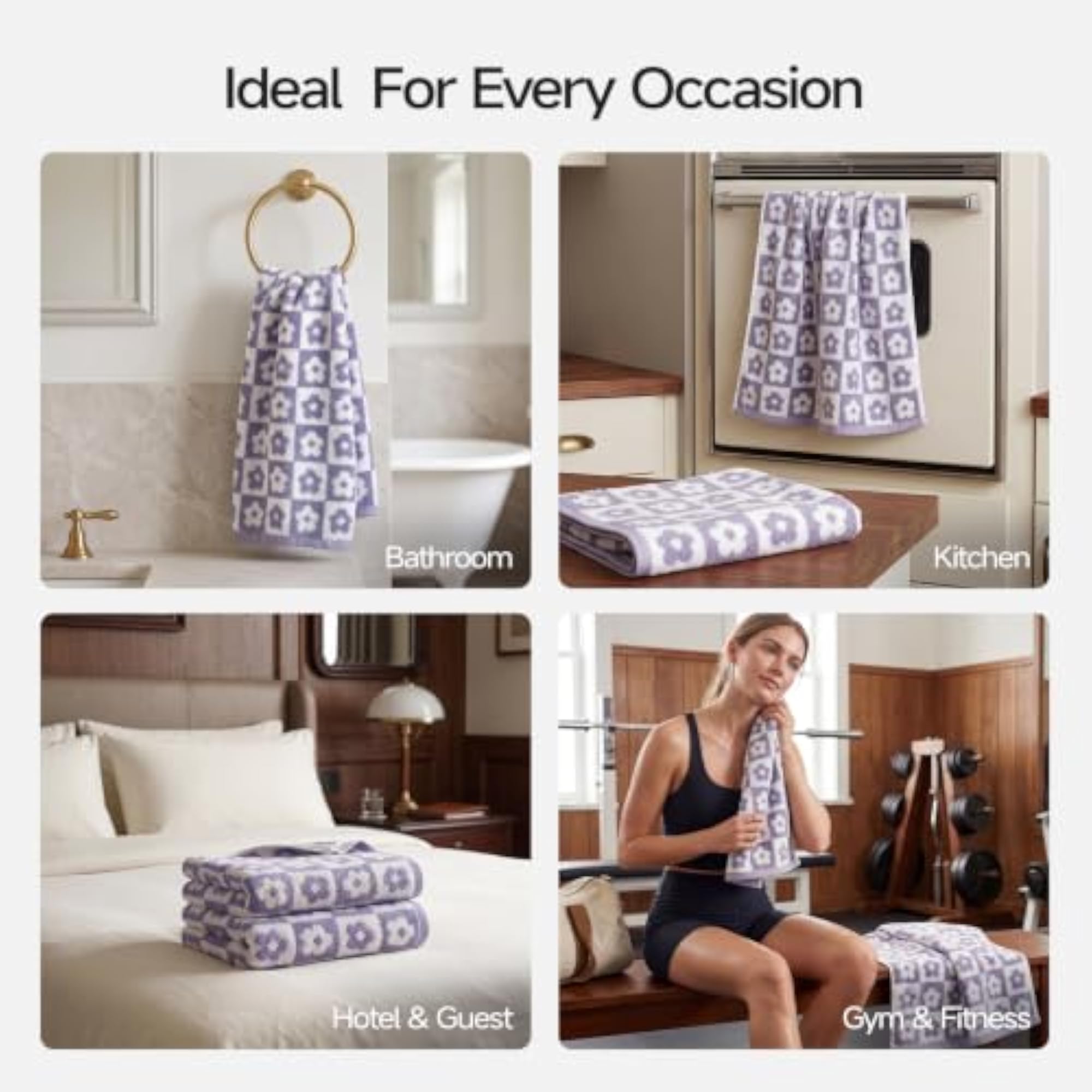2 Pack Floral Hand Towels for Bathroom, 100% Cotton