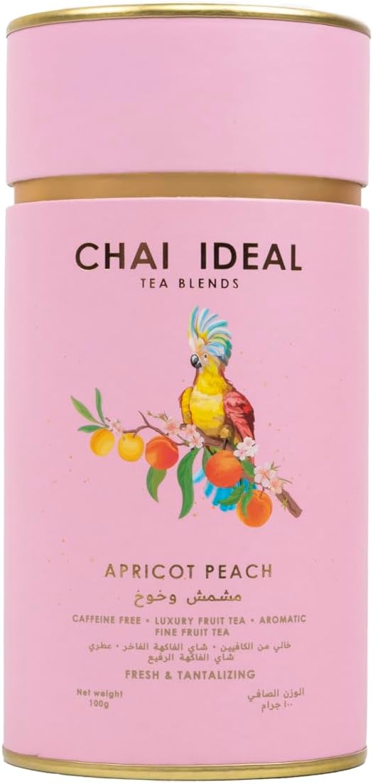 Chai Ideal - Apricot Peach Fruit Tea - Fine Loose Leaf. Caffeine Free | Luxury Fruit Tea | Aromatic | Vitamin C Rich | Anti-Inflammatory | Anti-Oxidant Rich