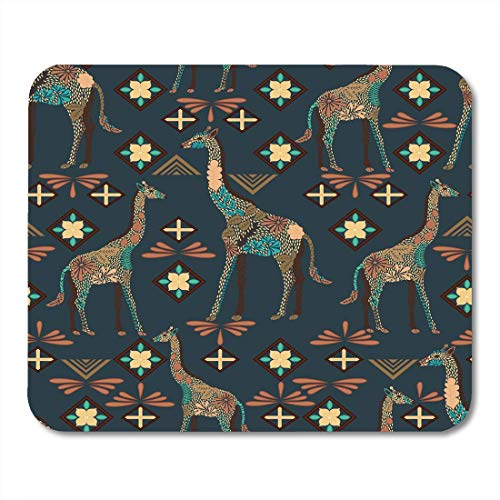 Preisvergleich Produktbild Semtomn Mauspad Giraffenmuster aus Blumenblättern im böhmischen Mauspad für Notebooks, Desktop-Computer Mausmatten, Büromaterial