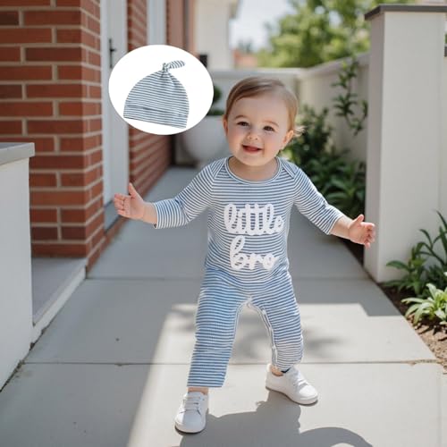ZAXARRA Little Brother Newborn Outfit Letters Printed Waffle Baby Romper Fall Winter Infant Boy Clothes With Hat3
