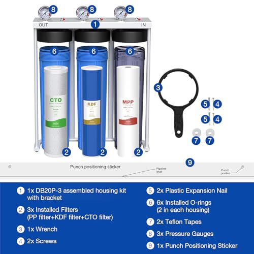 image for SimPure Whole House Water Filter System, 3 Stages Clear Home Water Pre