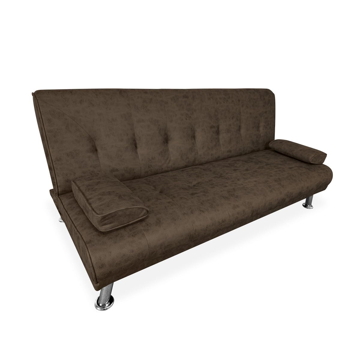 Homey Sofá Cama de 3 Plazas Modelo Leire, Diseño Moderno, Práctico y Funcional, con Cojines Decorativos, Madera, Plomo, 188cm (Largo) x 88cm (Fondo) x 88cm (Alto)