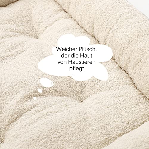 Nyescasa Hundebett Katzenbett Hundecouch Hundematte Hundekörbchen Katzenschlafplatz Hundesofa Katzensofa Kissen Plüsch Waschbar rutschfest für Große Katzen Hunde Runde Beige L(58 * 50 * 15)