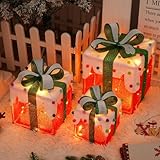 OVOISSTIY 3 Stück LED Geschenkboxen, 8 Leuchtmodus Weihnachtenbox Beleuchtet Deko, Weihnachten Boxen Lichter mit Timer für Weihnachtsdeko Outdoor, Weihnachtsbaum LED Geschenkbox (Rot)