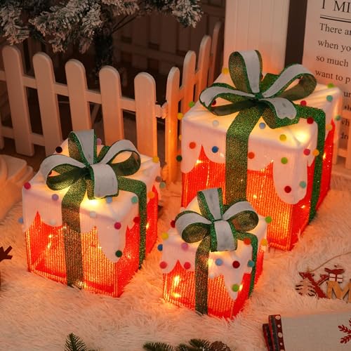 OVOISSTIY Cajas de Regalo Navidad con Luces, Juego de 3 Cajas Decorativas Navidad Luces 8 Modos con Mando a Distancia, LED Cajas Regalo Iluminadas para Decoración Navideña Árbol, Fiesta OVOISSTIY Cajas de Regalo Navidad con Luces, Juego de 3 Cajas Decorativas Navidad Luces 8 Modos con Mando a Distancia, LED Cajas Regalo Iluminadas para Decoración Navideña Árbol, Fiesta