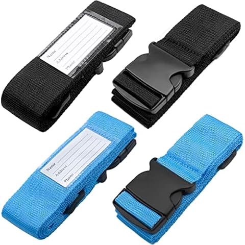 Luggage Straps,4 Pack Adjustable Travel Packing Belt with Luggage Tags,Heavy Duty Luggage Straps for Suitcases Packing Belts Travel Accessories Adjustable Bag Strap Cover