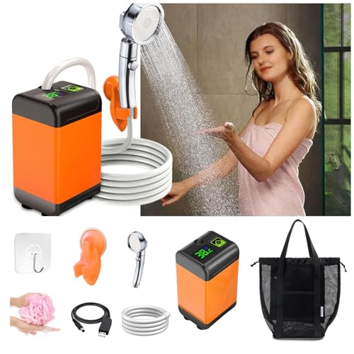 Ducha portátil eléctrica recargable 7800mAh para camping, aguanta 170-200 minutos, para uso al aire libre, baño de mascotas, lavado de autos miniatura 1