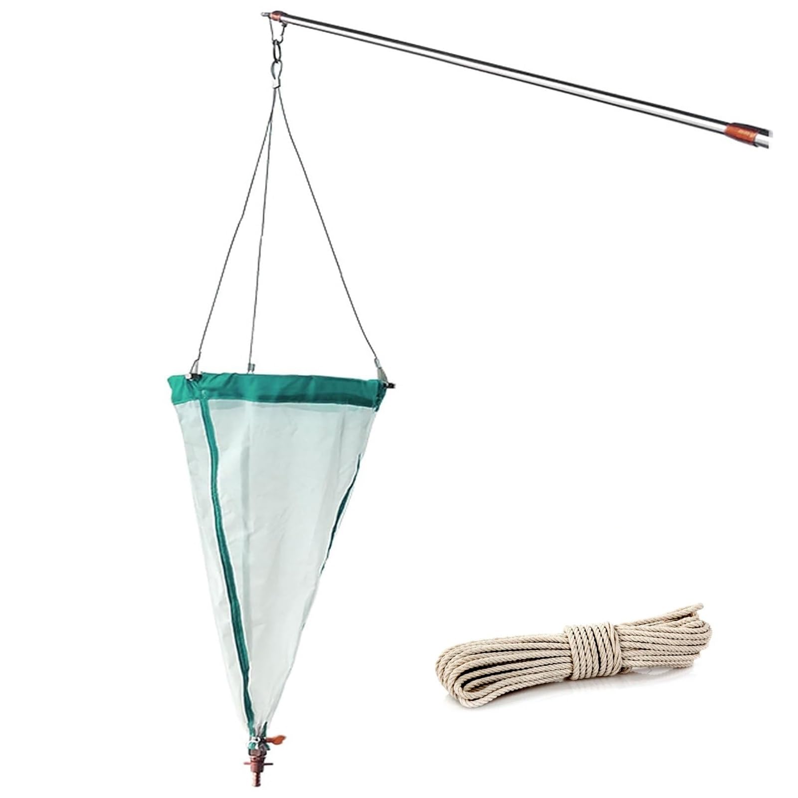 Rete di raccolta plancton, rete da traino in nylon ispessito 125/200 con asta telescopica e fiala di campionamento per la ricerca acquatica