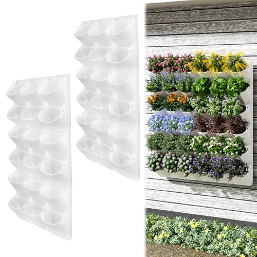ZIAERKOR Self-Watering Wall-Mounted Vertical Planter, 36 Pots Wall Planter Indoor Vertical Living Green PlantWall Easy Installation 45''x39'' x5'' (White, 45X39 Inch 36Pcs)
