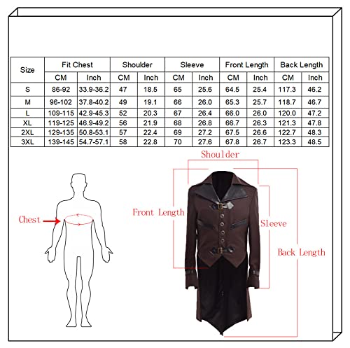Blessume Mens Gothic Tailcoat Victorian Steampunk Vtg Coat Jacket Halloween Costume #TOP1