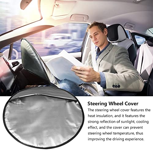 Steering Wheel Sun Shade Cover, Steering Wheel Sun Block Anti-Heat Aluminum Foil Steering Wheel Cover Steering Wheel Sun Heat Shield For Suv Truck Van #TOP6