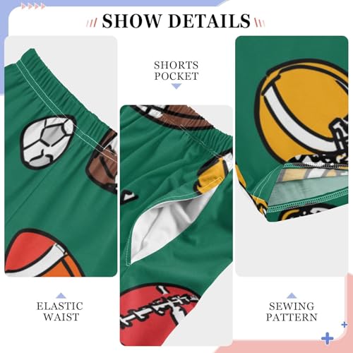 ZZXXB Cartoon Football Print Boys Long Pants Soft Trousers Elastic Waist Kids Lounge Bottoms with Pockets S-XL4