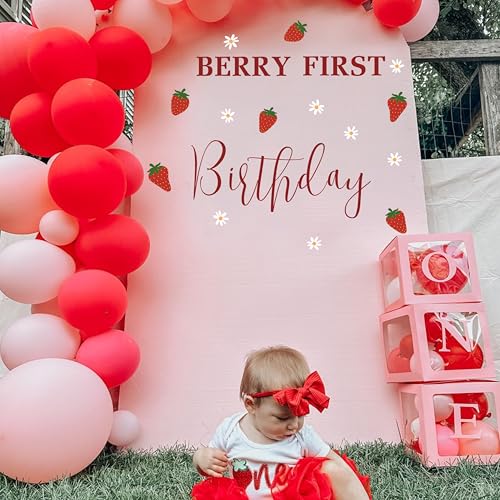 Vinilo decorativo de fondo para cumpleaños con tema fresa miniatura 2