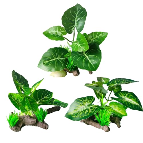 Guyode 3 Pièces Plante Artificielle Exterieur, Decoration Aquarium Fleur Artificielle, Plante Artificielles Interieur Gazon Artificiel, Plantes Artificiella...