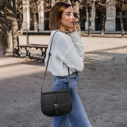 Image of GOIACII Crossbody Bags for Women Saddle Purse Cute Shoulder Handbag Pebble Leather Brown