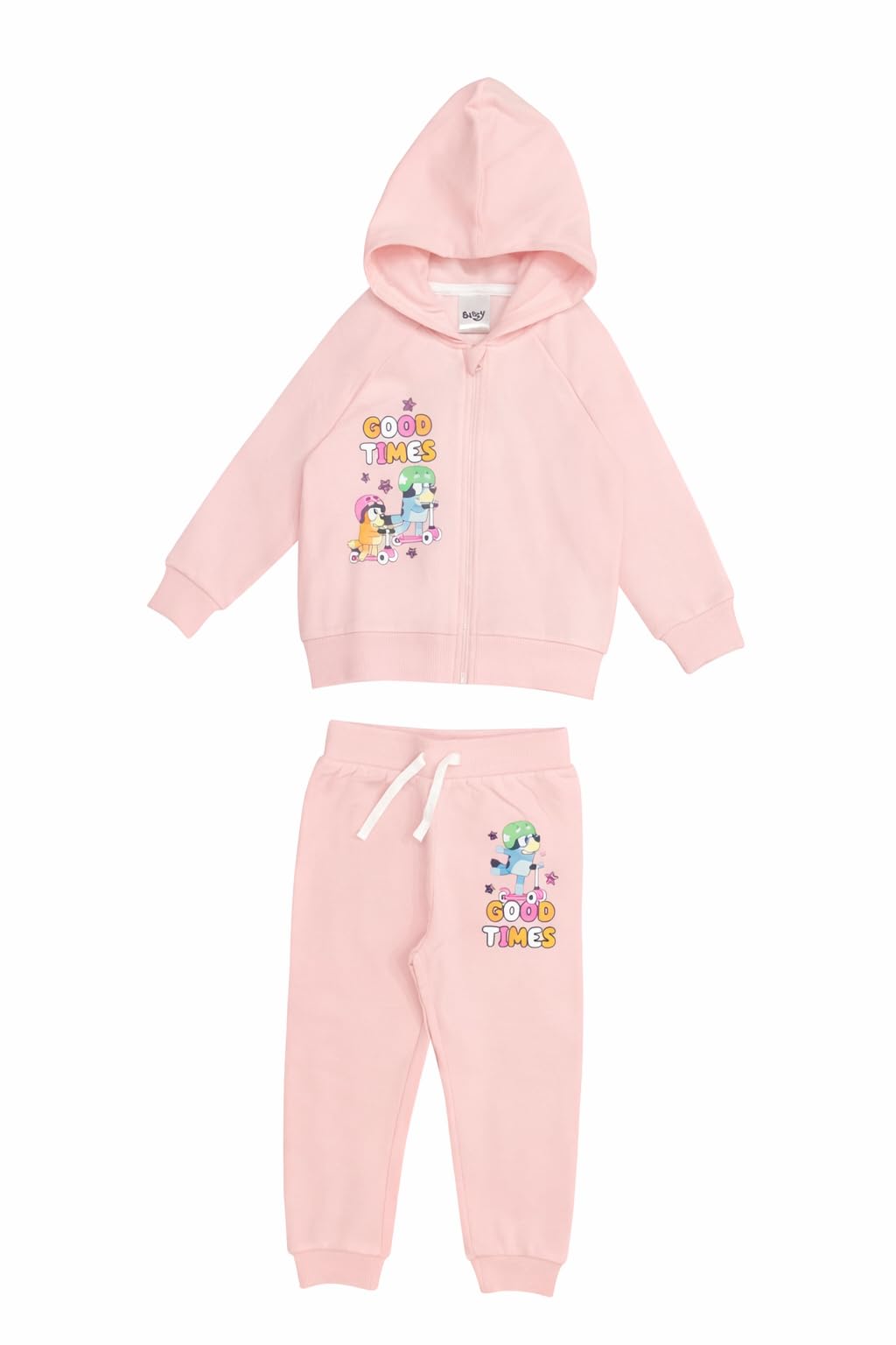 BlueY Survêtement Fille Rose Ensemble 2 Pièces Sweat à Capuche et Pantalon 100% Coton 12 Mois – 6 Ans