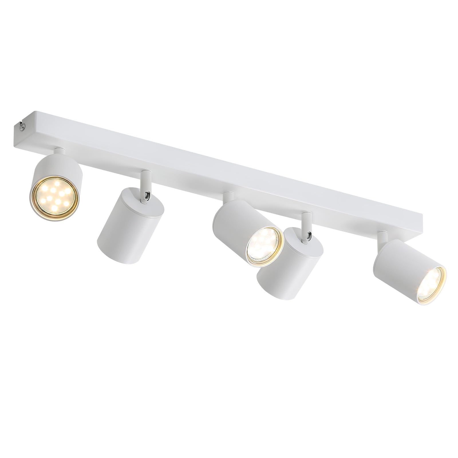 Glitzerlife Lámpara de techo 5 focos blanco foco de techo GU10 lámpara | giratoria 350°lámpara de dormitorio lámpara de cocina lámpara de salón pasillo máx. 25 W sin bombilla
