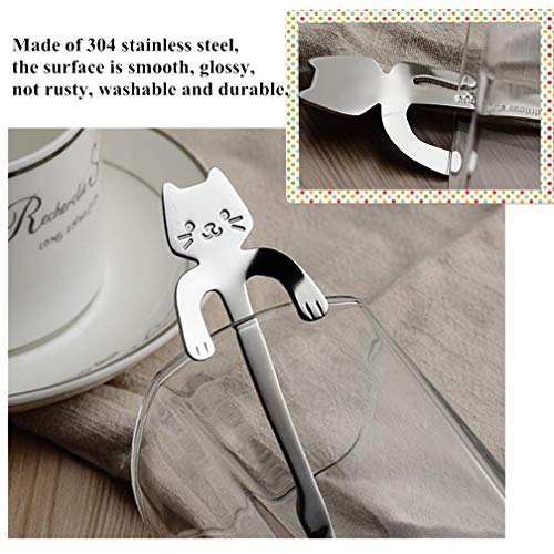 RuiChy 4pcs Cat Dessert Spoons Small Teaspoons Cute Stainless Steel Coffee Espresso Spoons for Tea Sugar Cake Ice Cream Tableware - Image 3