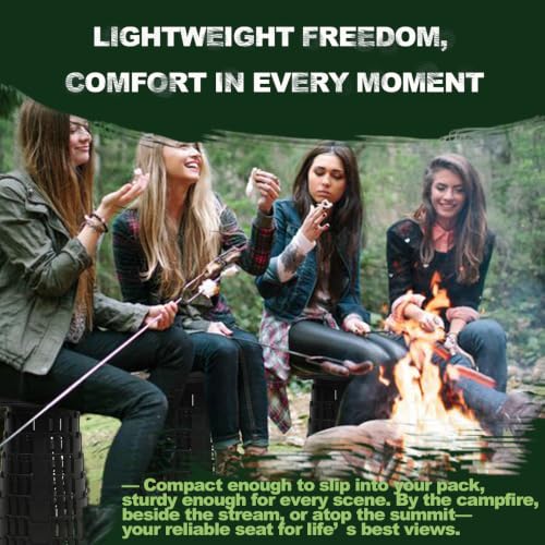 Image of JAEMEYEM Upgraded Foldable Stool, Capacity Portable Retractable Small Folding Stool, Collapsible Telescoping Camping Stool for Adults Outdoor Fishing Hiking Gardening Travel BBQ