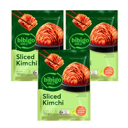 CJ Bibigo Room Temperature Korean Sliced Kimchi 150g (Pack of 3) | Authentic Traditional Kimchi | Sweet & Flavourful | Perfect for Korean Dishes