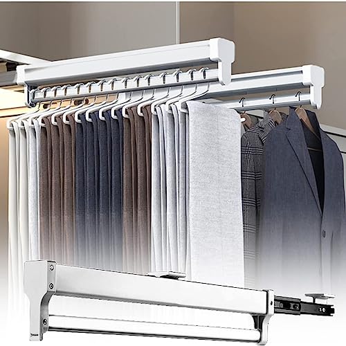 KSTORE Tringle À Vêtements Extensible pour Placard Tringle Placard Coulissante avec 2 Rails Coulissants Réglable 35-80cm Rail,Support Organisateur idéal...