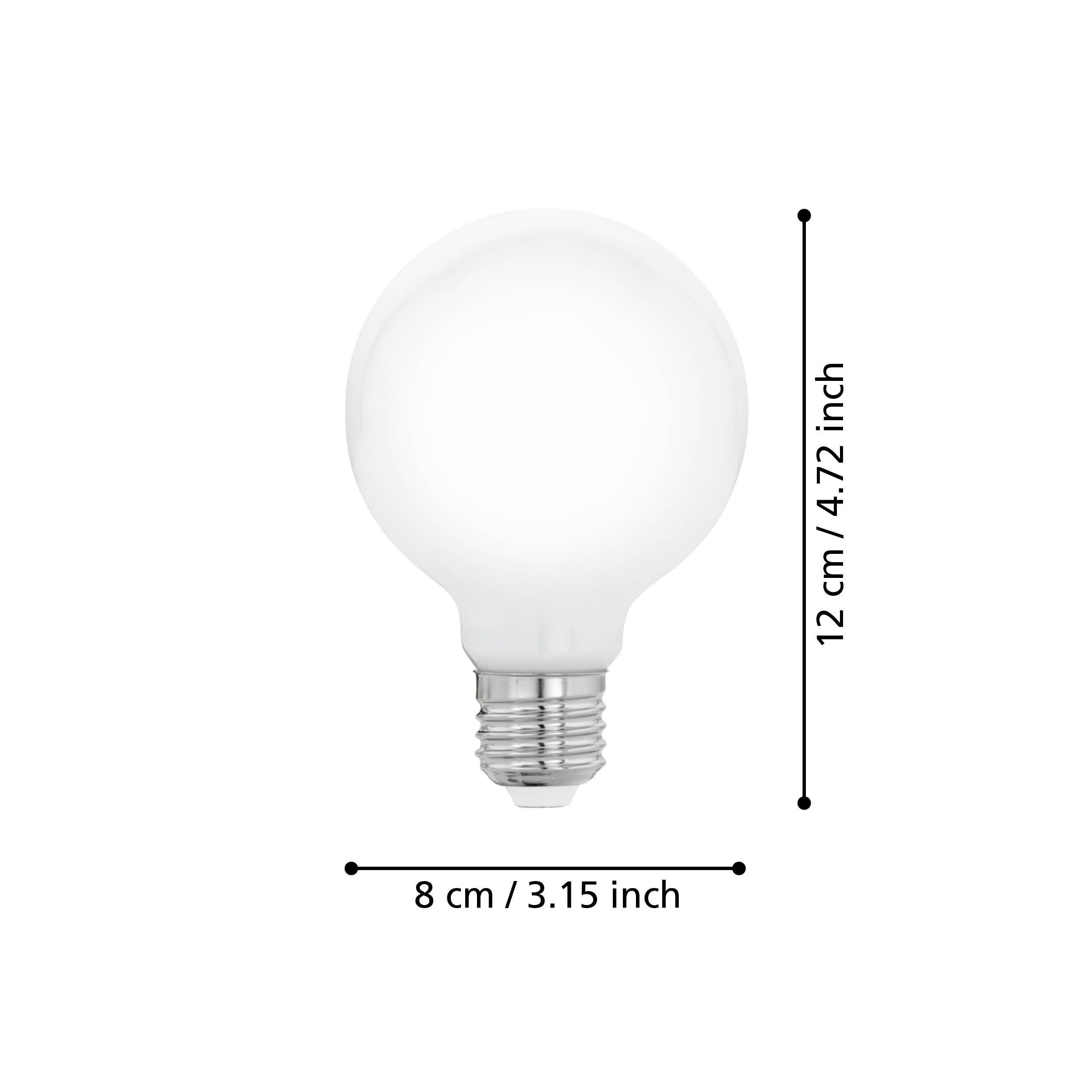 EGLO E27 LED, Żarówka mleczna, 9 Watt (odpowiednik 75 watt), 1055 Lumen, barwa światła ciepła biała, 2700k, Żarówka G80, Ø 8 cm